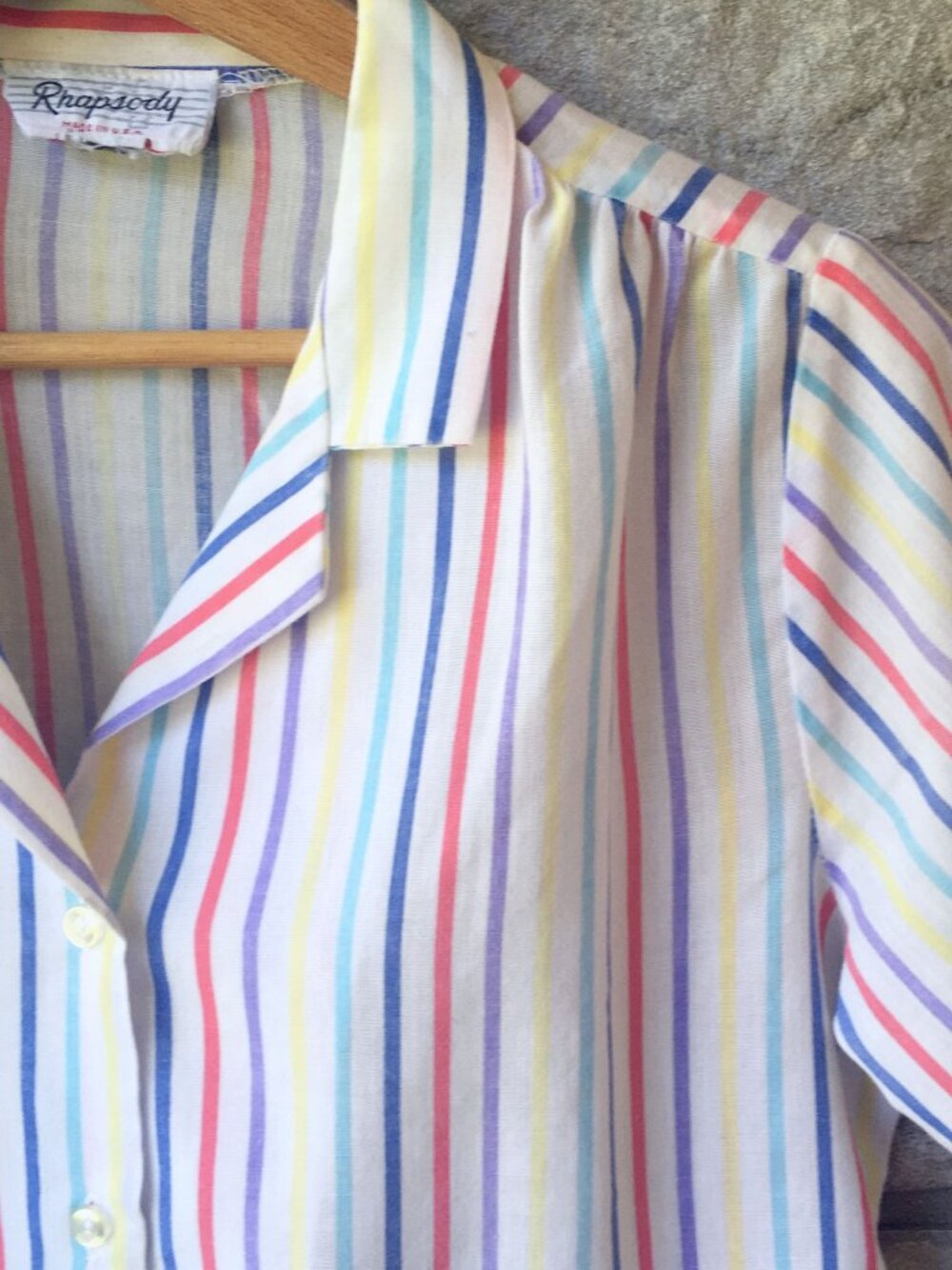 Colorful Stripes Vintage Short-Sleeve Button Down